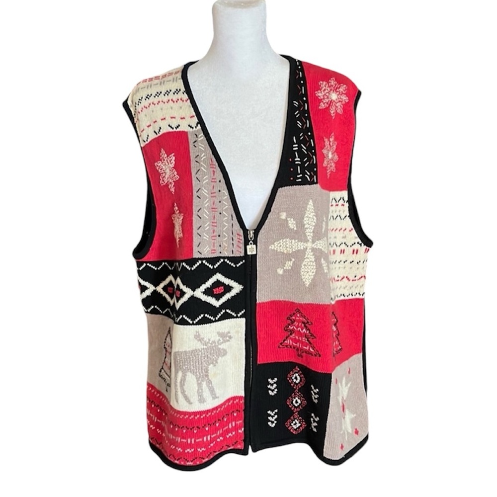CLC Cricket Lane Zippered Holiday Sweater Vest Size L